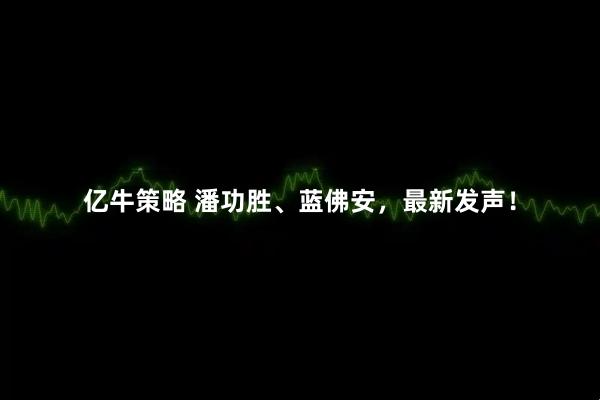 亿牛策略 潘功胜、蓝佛安，最新发声！