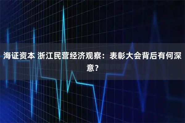 海证资本 浙江民营经济观察：表彰大会背后有何深意？