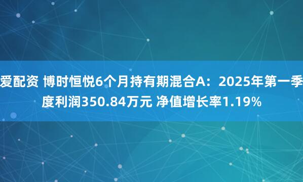 爱配资 博时恒悦6个月持有期混合A：2025年第一季度利润350.84万元 净值增长率1.19%
